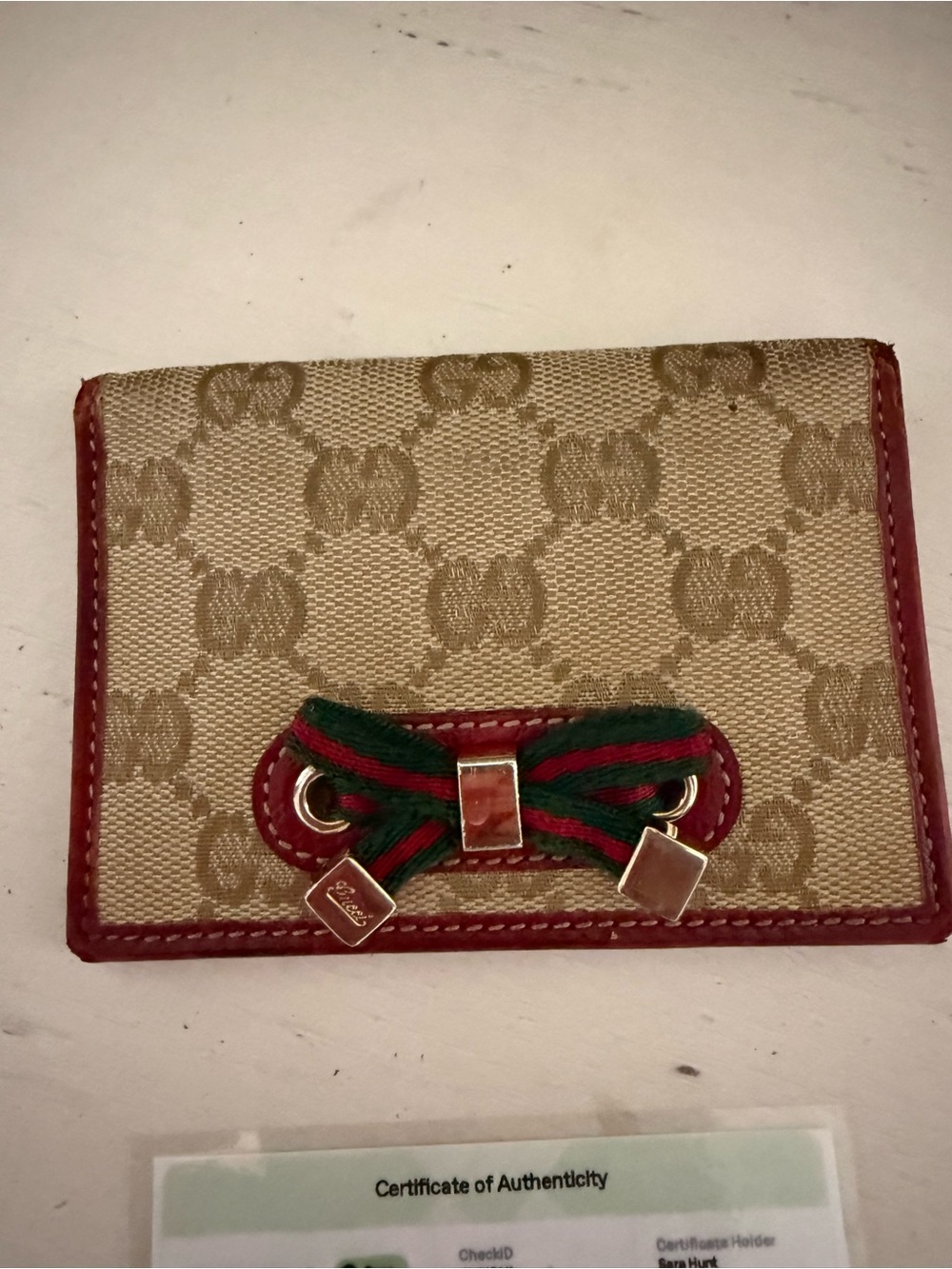 Vintage GUCCI sherry line monogram GG bifold card case